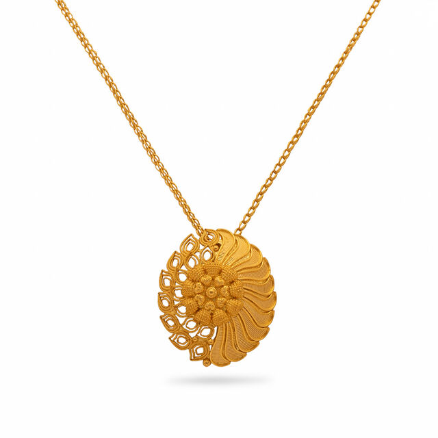 Sunlit Allure Gold Pendant with Chain,,hi-res 