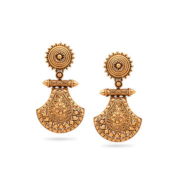 Floral Heritage Whirl Gold Drop Earrings
