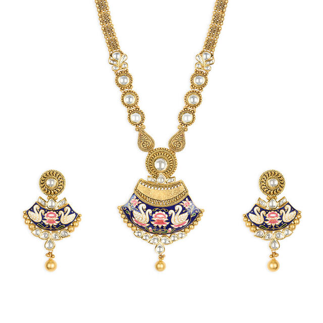 Tanishq 22KT Glass Kundan Neckwear with Earring for Women 3