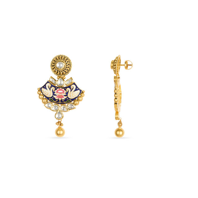 Tanishq 22KT Glass Kundan Neckwear with Earring for Women 6