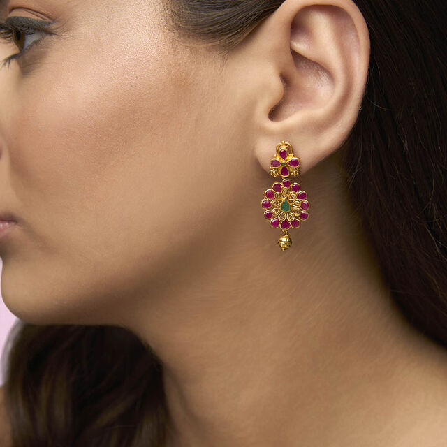 Tanishq 22KT Gold Drop Earrings for Women 2