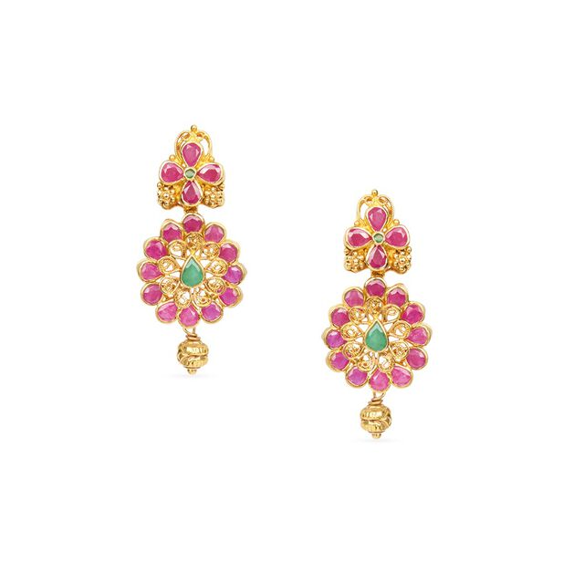 Tanishq 22KT Gold Drop Earrings for Women 
