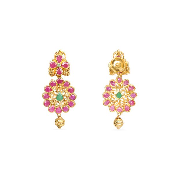 Tanishq 22KT Gold Drop Earrings for Women 4
