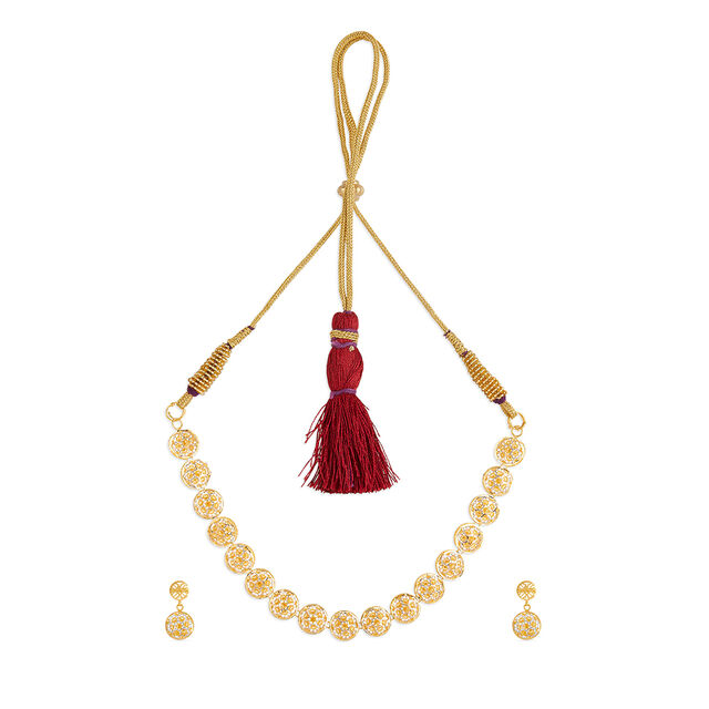 Tanishq 22KT Gold Necklace Set 
