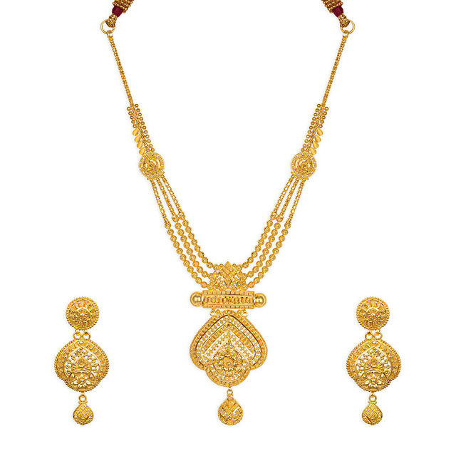 Tanishq 22KT Gold Neckwear with Earring for Women 2