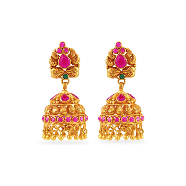22 Karat Traditional Gold Jhumkas 