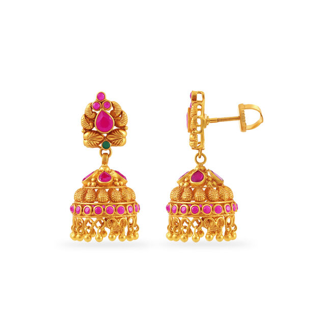 22 Karat Traditional Gold Jhumkas 2
