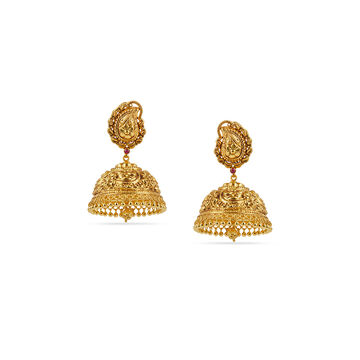 Ornate Gold Jhumka Earrings