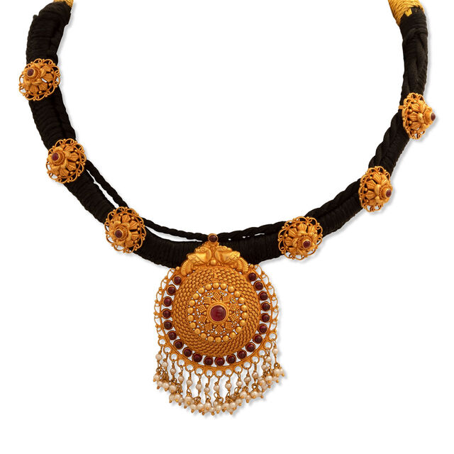 Midnight Bloom Gold Thread Necklace,,hi-res 