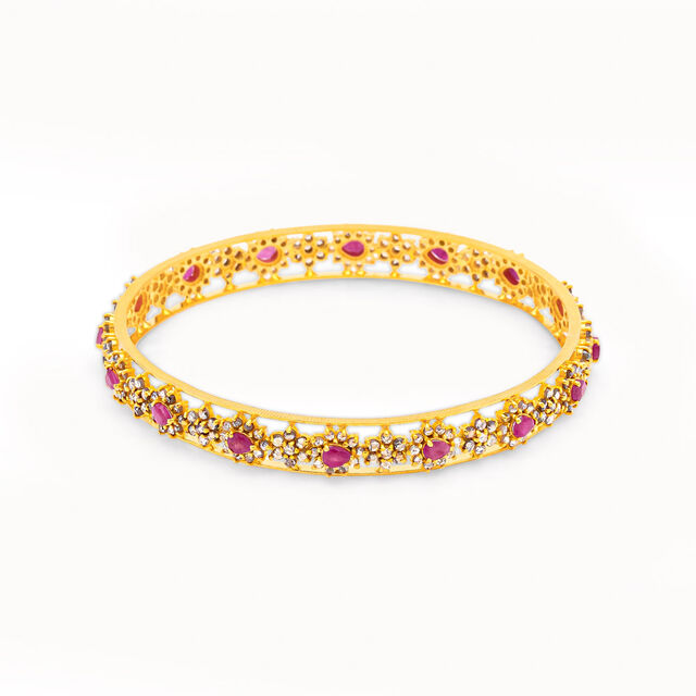 Polki & Magenta Fusion Gold Bangle,,hi-res 