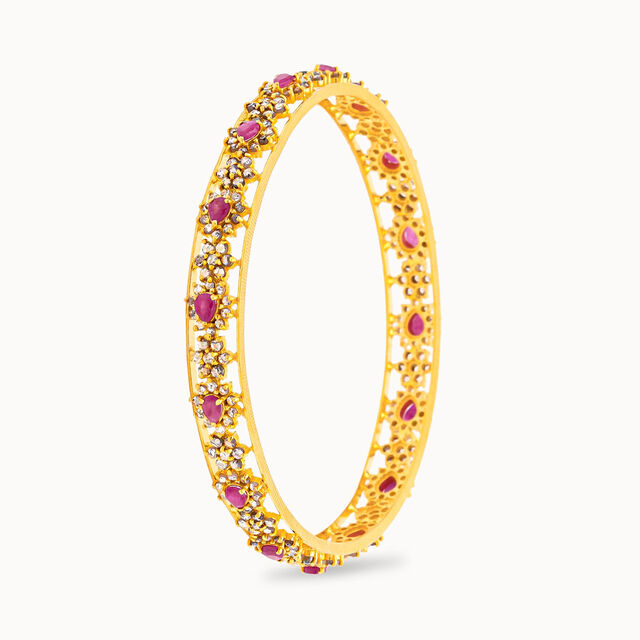 Polki & Magenta Fusion Gold Bangle,,hi-res 2