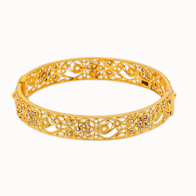 Enchanting Gold Polki Bangle,,hi-res 