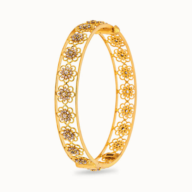 Glamorous Floral Gold Filigree Bangle,,hi-res 2