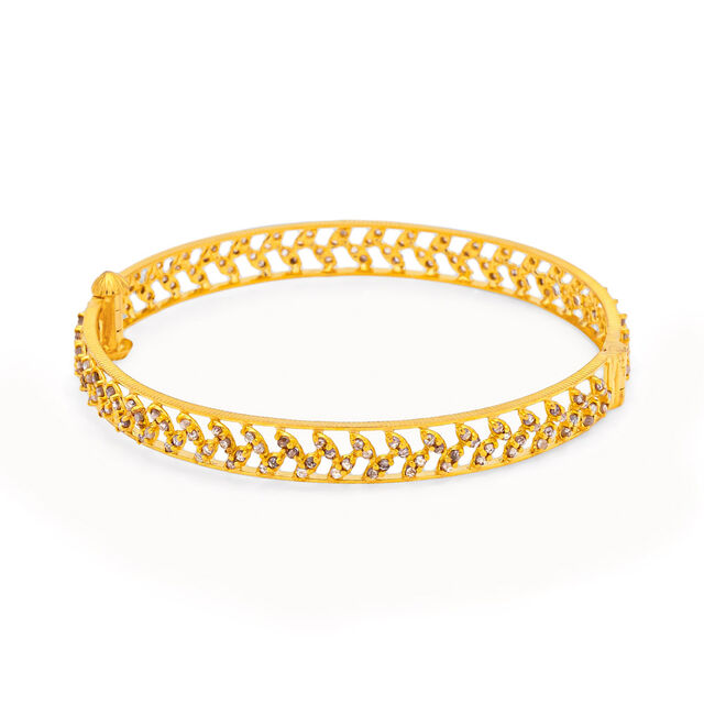 Filigree Fern Radiance Gold Bangle,,hi-res 