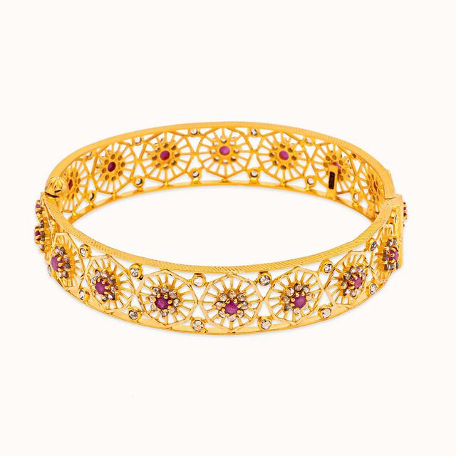 Opulent Octagons Filigree Gold Bangle,,hi-res 