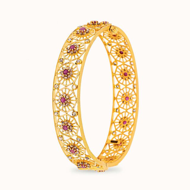 Opulent Octagons Filigree Gold Bangle,,hi-res 2