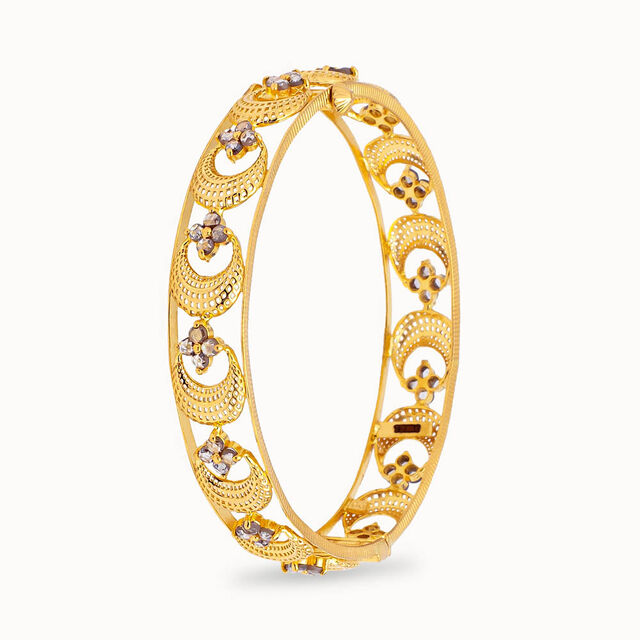 Crescent Floral Diamond Bangle,,hi-res 2
