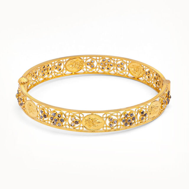 Filigree Blossoms Gold Bangle,,hi-res 