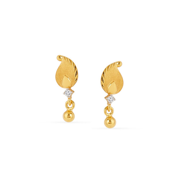 Refined Paisley Gold Drop Earrings with Stones 