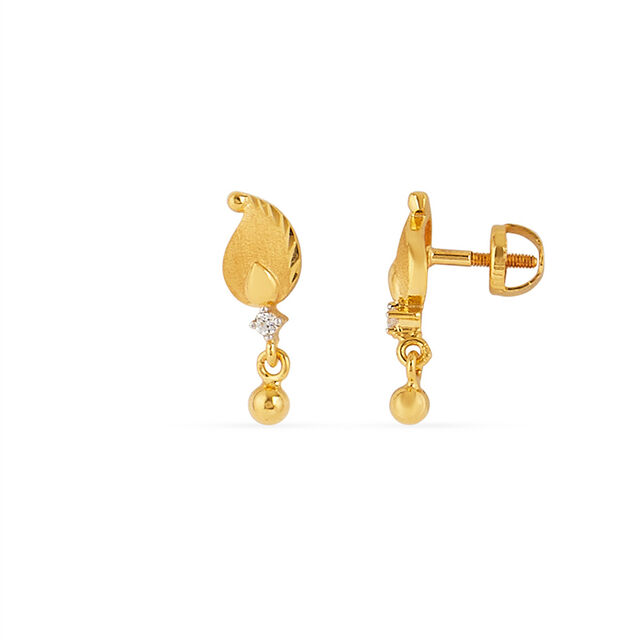 Refined Paisley Gold Drop Earrings with Stones 2