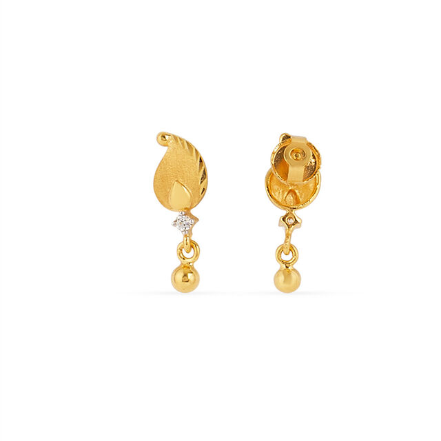 Refined Paisley Gold Drop Earrings with Stones 3