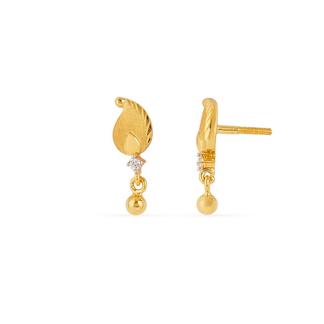 Refined Paisley Gold Drop Earrings with Stones 4