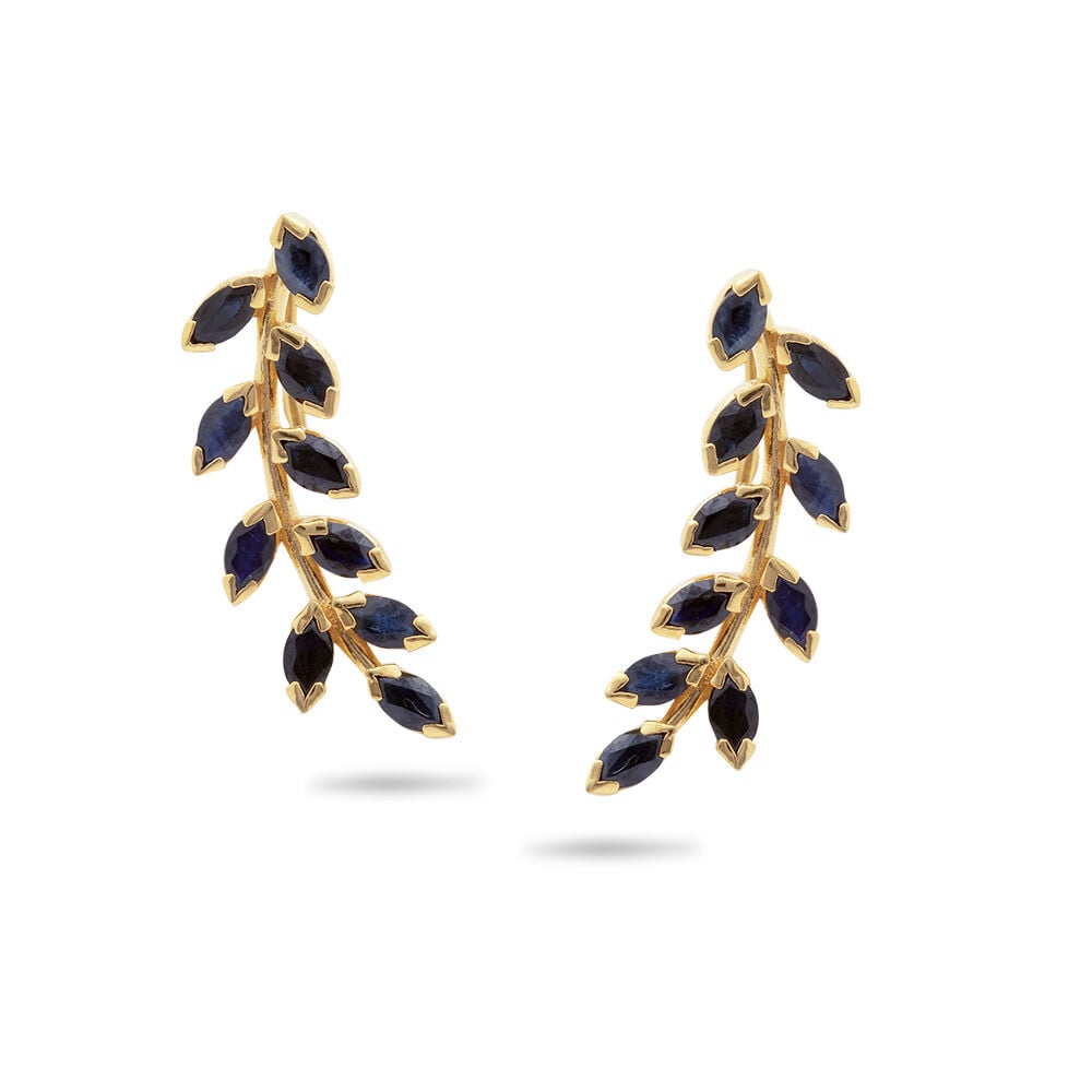 Buy Navy Blue Sapphire and Gold Drop Earrings at Best Price Tanishq US