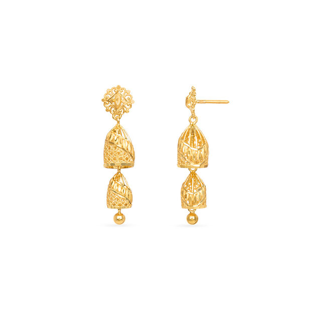 Opulent Cascading Gold Jhumka 5