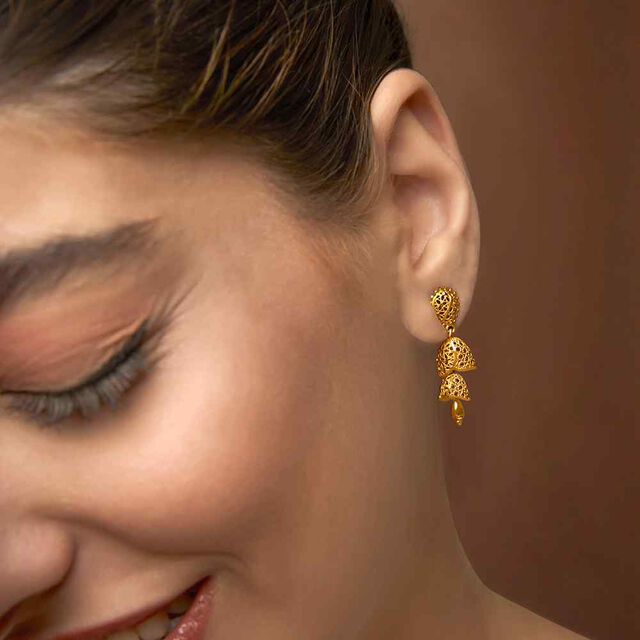 Tanishq 22KT Gold Jhumka for Women 2