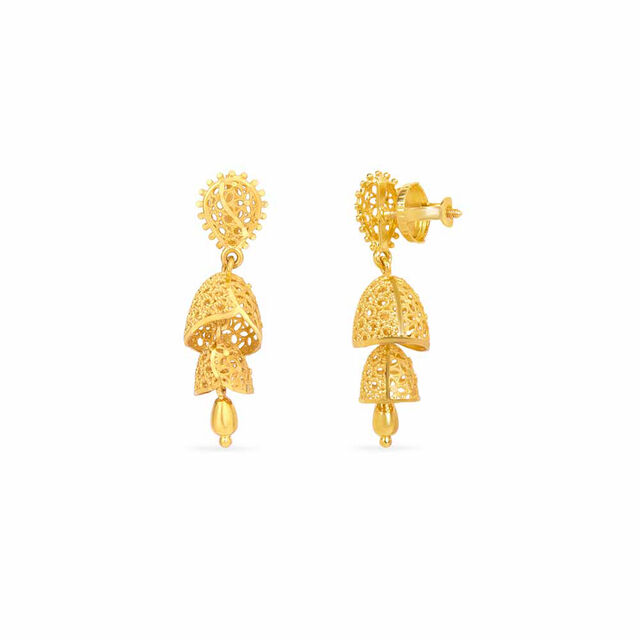 Tanishq 22KT Gold Jhumka for Women 3