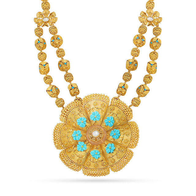 Floral Necklace with Turquoise Accent