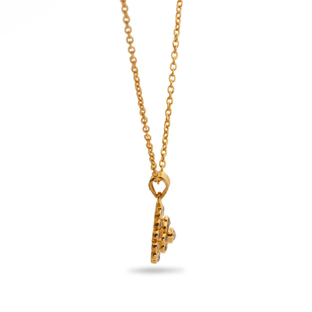 Polki Posy Gold Pendant with Chain,,hi-res