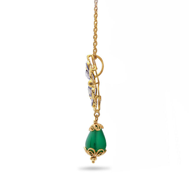 Polki Petals Gold Pendant with Chain,,hi-res 2