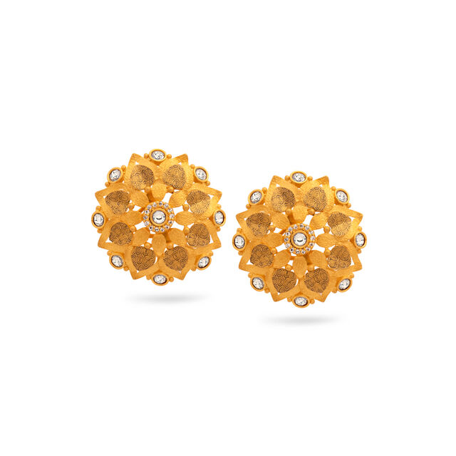 Ethereal Glass Kundan Gold Studs,,hi-res 