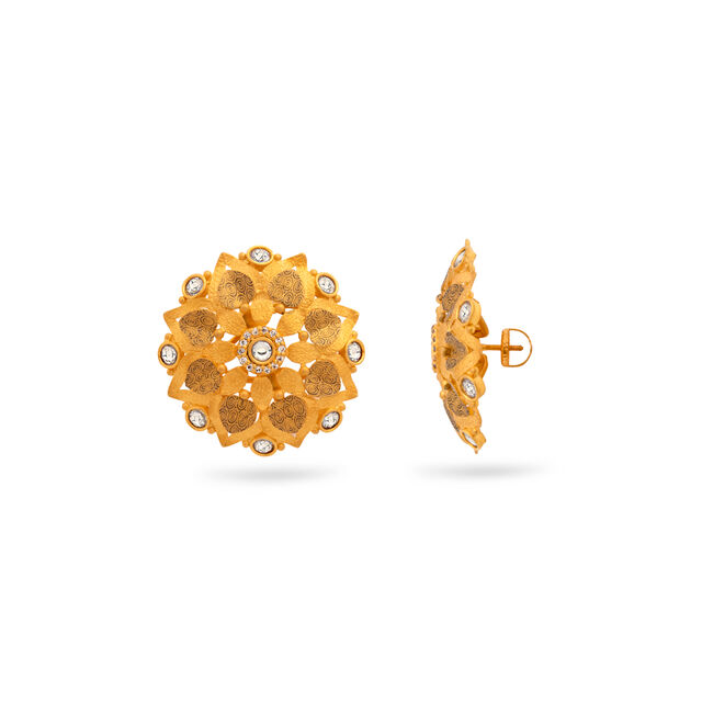 Ethereal Glass Kundan Gold Studs,,hi-res 2