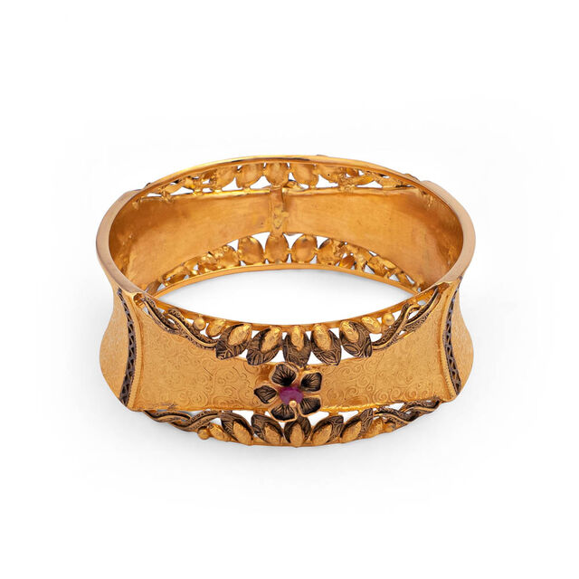 Nature's Elegance Gold Floral Kada,,hi-res 