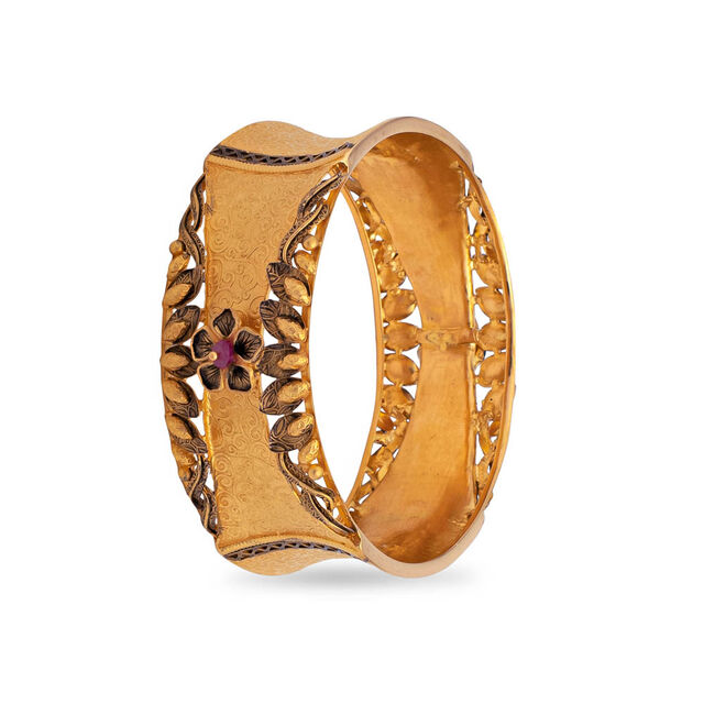 Nature's Elegance Gold Floral Kada,,hi-res 2