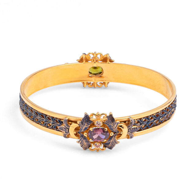 Leafy Lunette Kundan Bangle,,hi-res 