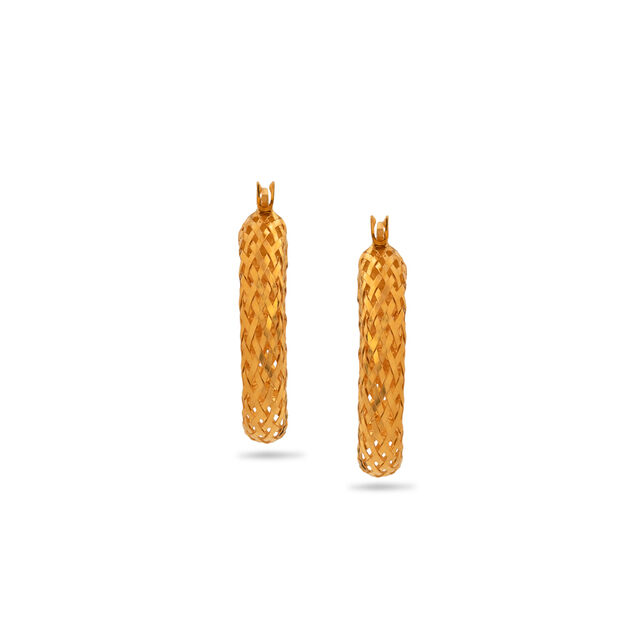 Woven Gold Hoop Earrings,,hi-res 