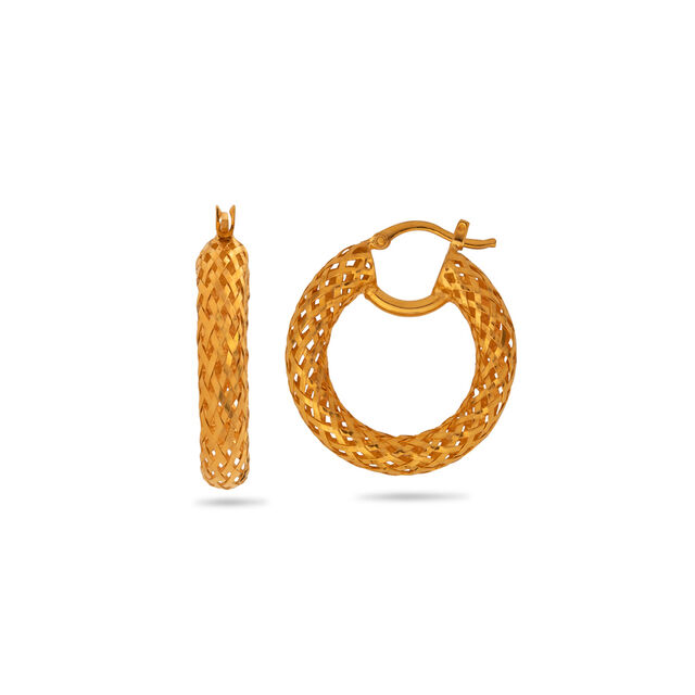 Woven Gold Hoop Earrings,,hi-res 2