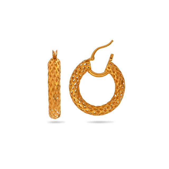 Woven Gold Hoop Earrings,,hi-res 3
