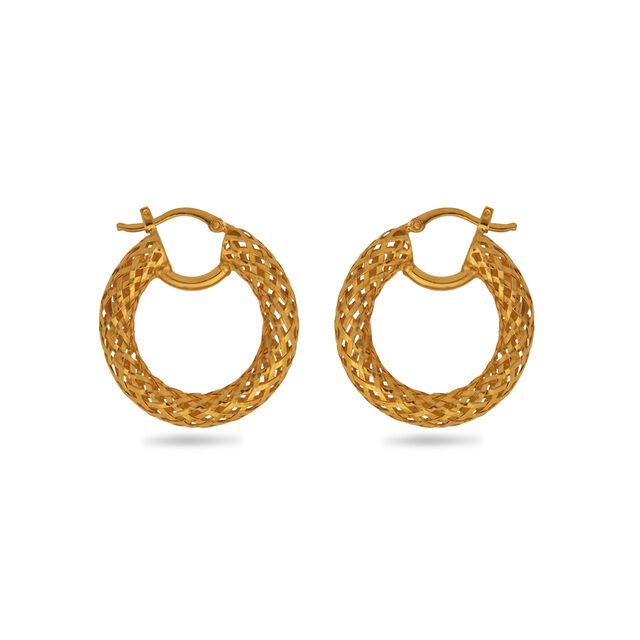 Woven Gold Hoop Earrings,,hi-res 4