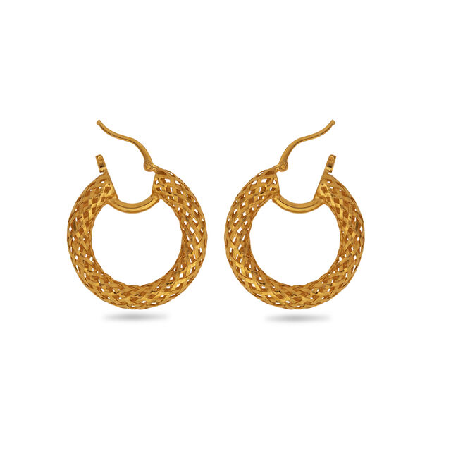 Woven Gold Hoop Earrings,,hi-res 5