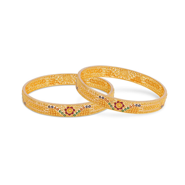 Rajwadi Splendor Gold Bangles with Traditional Detailing