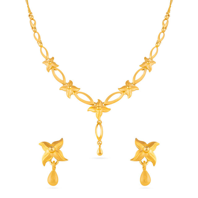Gold Floral Necklace Set 2