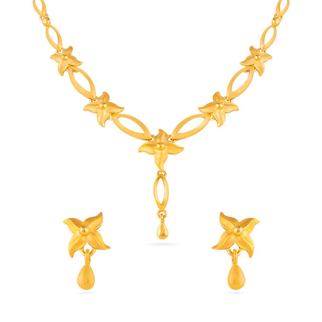 Gold Floral Necklace Set 4
