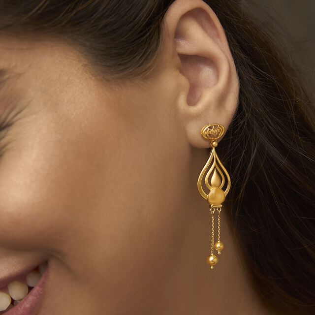 Tanishq 22KT Gold Drop Earring for Women 2