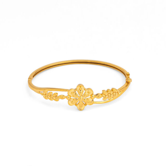 Golden Floral Adornment Bangle,,hi-res 