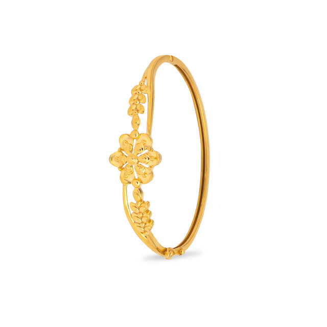Golden Floral Adornment Bangle,,hi-res 2