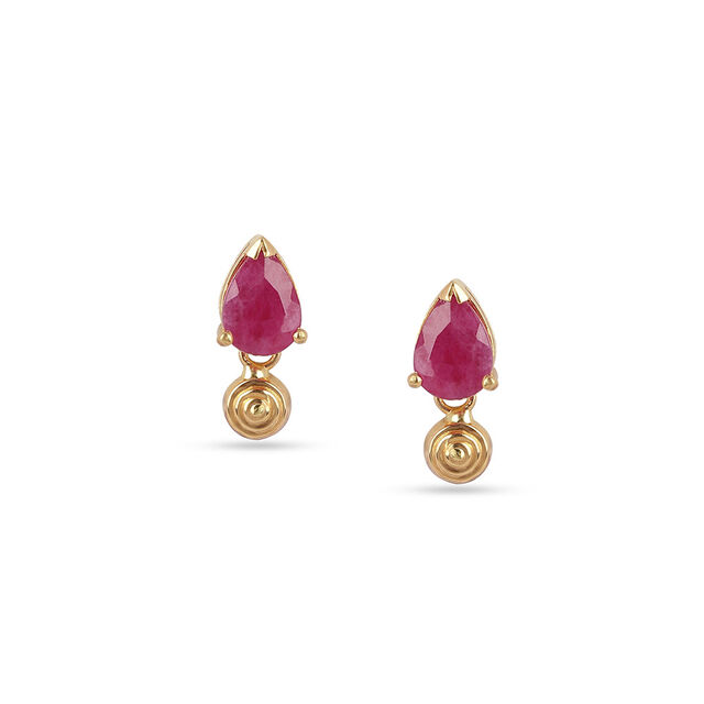 Crimson Charmer Gold Drop Earrings 